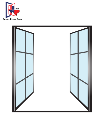 Aluminum Double French Door - Square Top - 6 Line