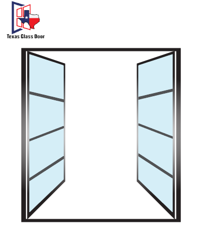 Aluminum Double French Door - Square Top - 4 Line