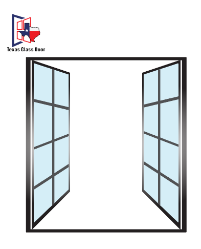 Aluminum Double French Door - Square Top - 8 Line