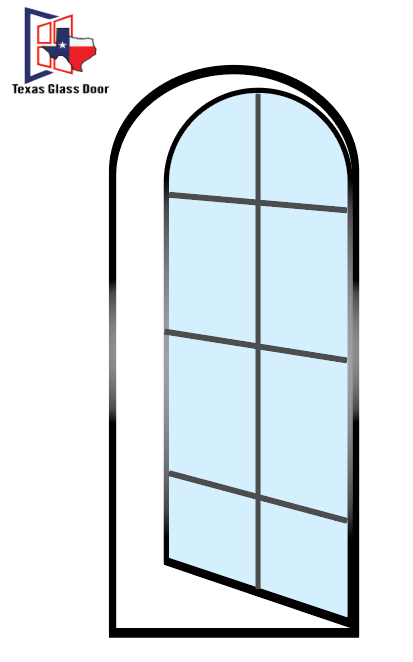 Aluminum Single French Door- Round Top - 8 Line