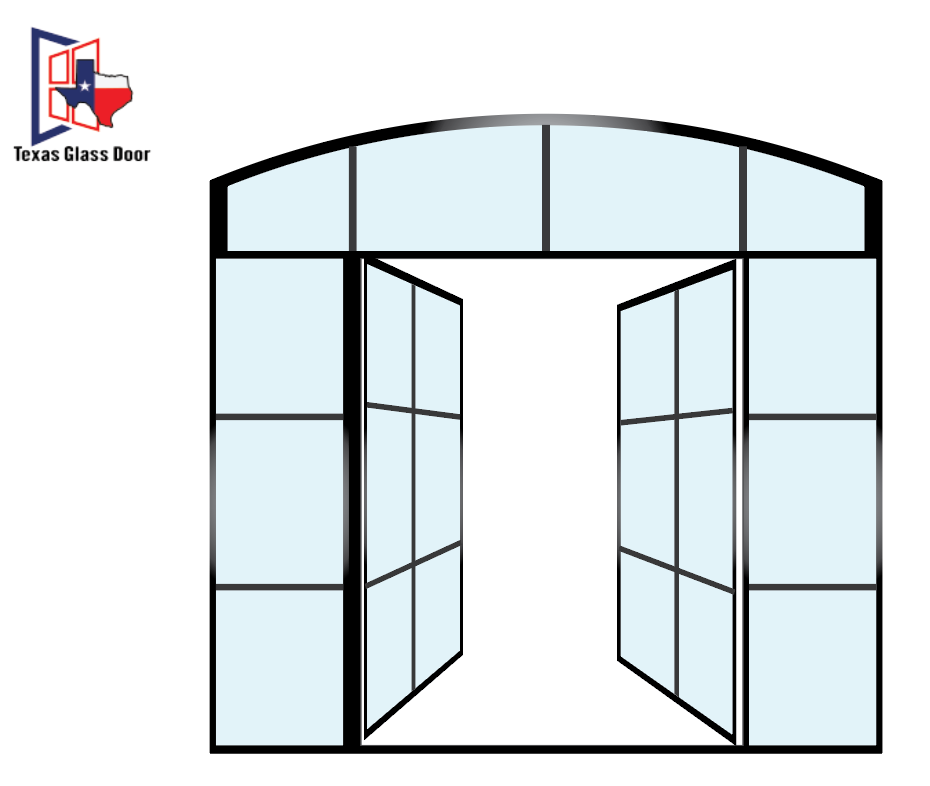 Aluminum Double French Door- with two Sidelights and Arched