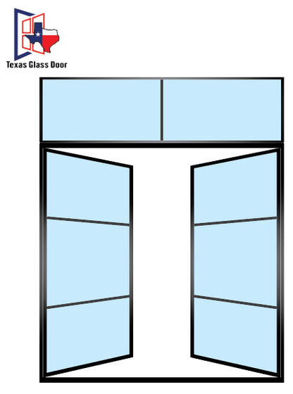 Aluminum Double French Door - with Transom- 3 Line