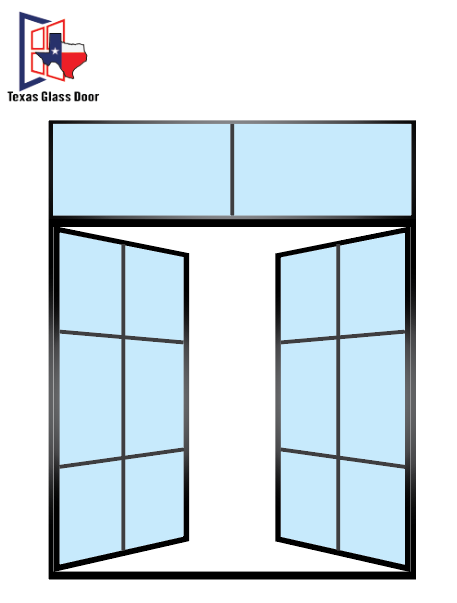 Aluminum Double French Door - with Transom- 6 Line