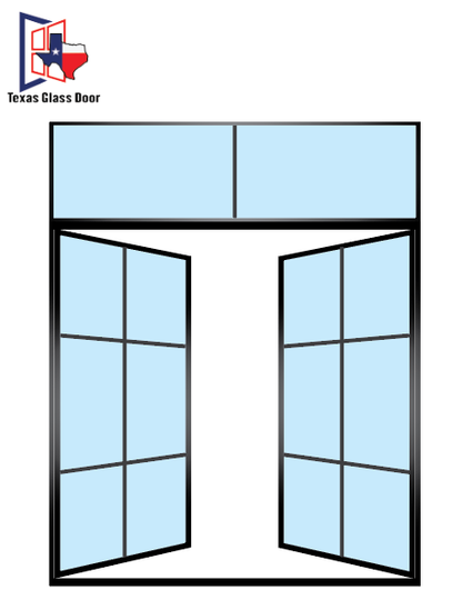 Aluminum Double French Door - with Transom- 6 Line