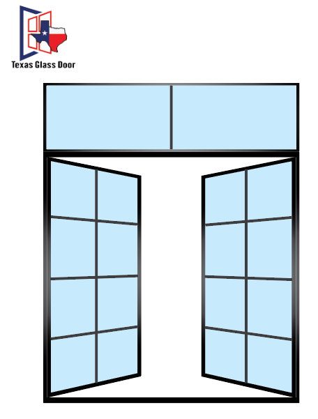 Aluminum Double French Door - with Transom- 8 Line