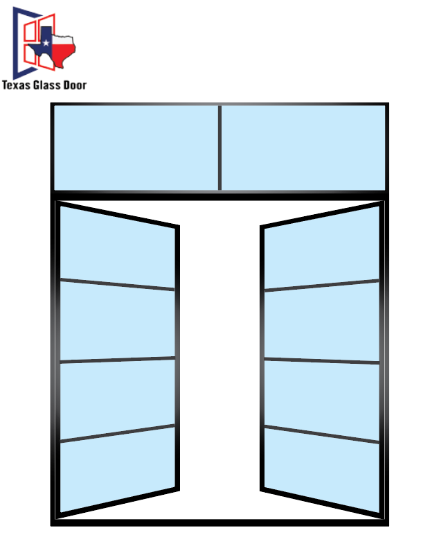 Aluminum Double French Door - with Transom- 4 Line