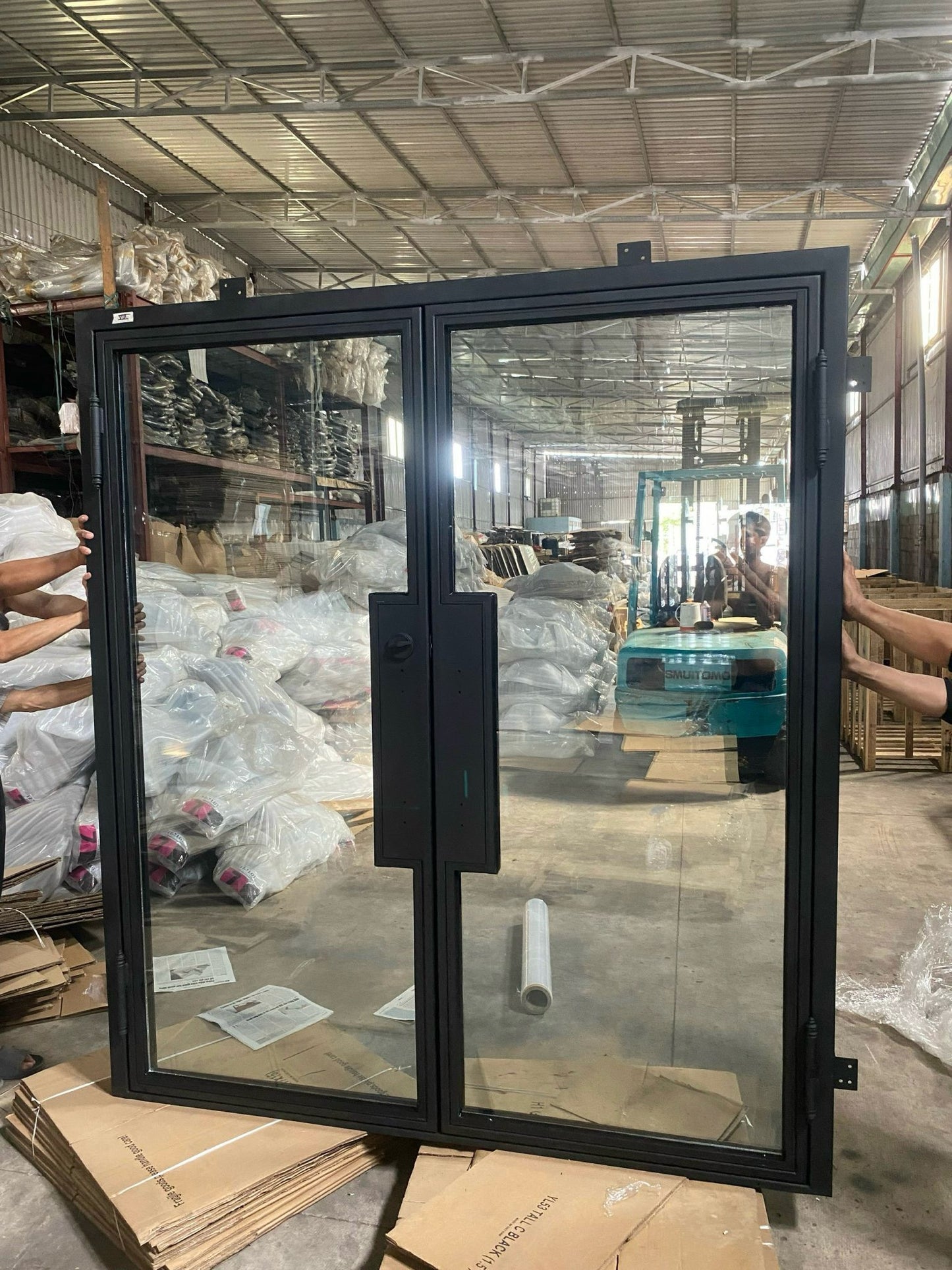 Iron Double French Door- 3 Line- Square Top