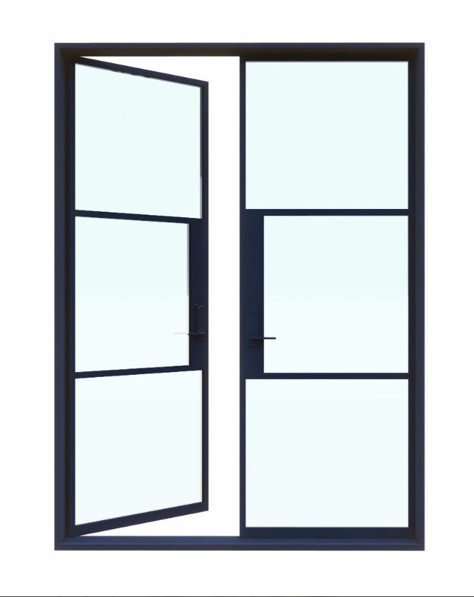 Iron Double French Door- 8 Line- Square Top