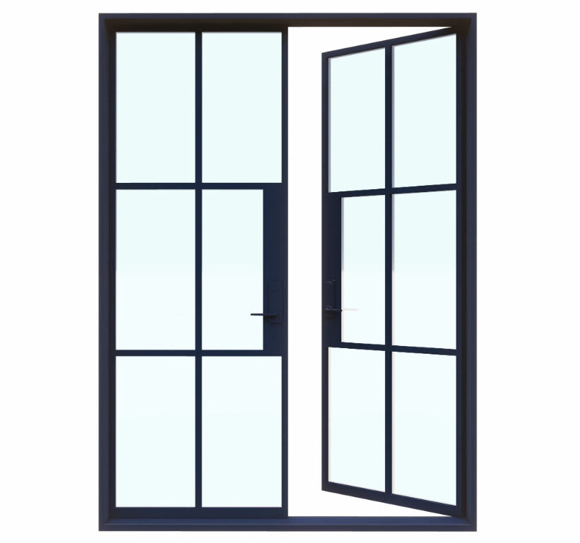 Iron Double French Door- 6 Line- Square Top