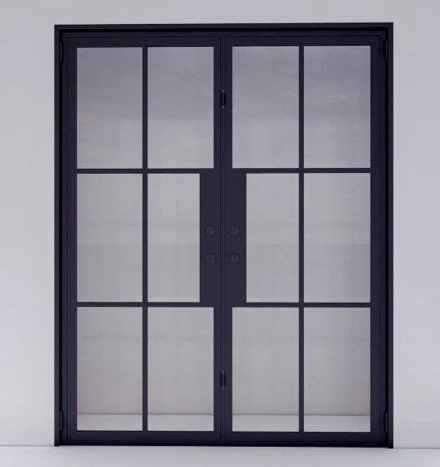 Iron Double French Door- 4 Line- Square Top