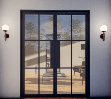 Iron Double French Door- 6 Line- Square Top