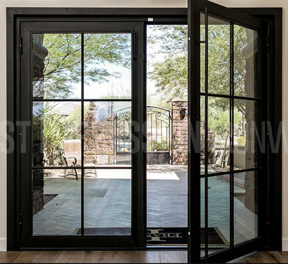 Iron Double French Door- 6 Line- Square Top