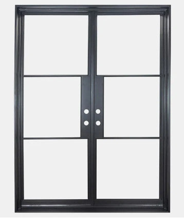 Iron Double French Door- 8 Line- Square Top