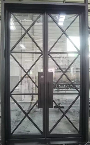 Double French Iron Doors 9-Clear Glass Low-E - Contact us to customize any size or design