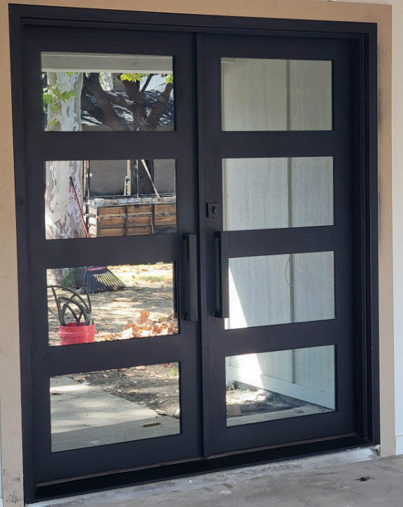 Iron Double French Door- 6 Line- Arched Top