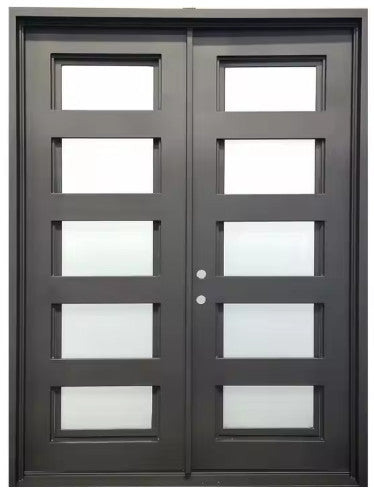 Iron Double French Door- 8 Line- Round Top