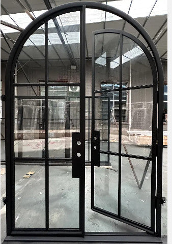 Double French Iron Doors 5-Clear Glass Low-E 3-Lite LEFT HANDLE INSWING- Contact us to customize any size or design