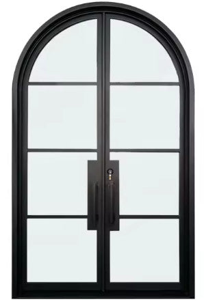 Double French Iron Doors 5-Clear Glass Low-E 3-Lite LEFT HANDLE INSWING- Contact us to customize any size or design