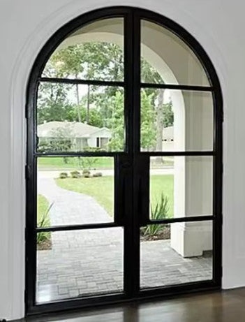 Double French Iron Doors 5-Clear Glass Low-E 3-Lite LEFT HANDLE INSWING- Contact us to customize any size or design