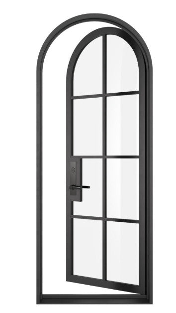 Iron Single French Door- 3 Line- Round Top