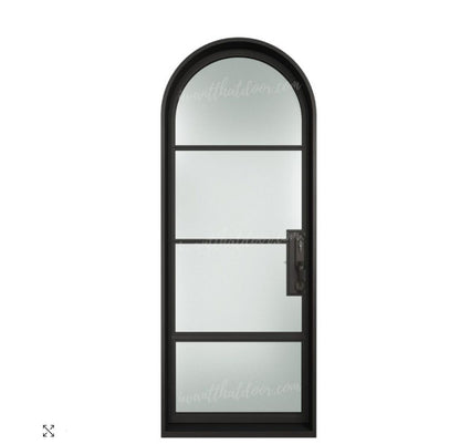 Iron Single French Door- 1 Line- Round Top