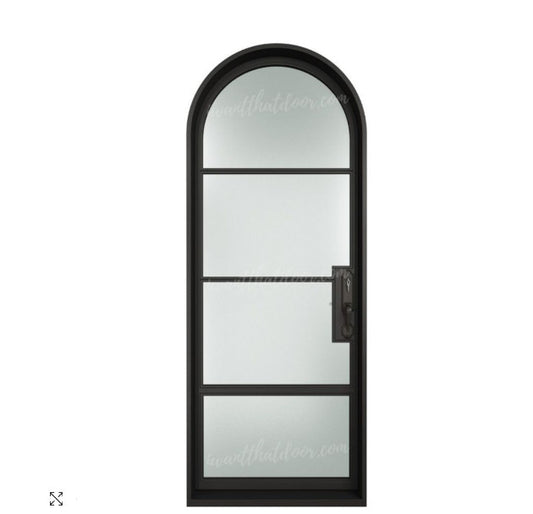 Aluminum Single French Door- 4 Line- Round Top