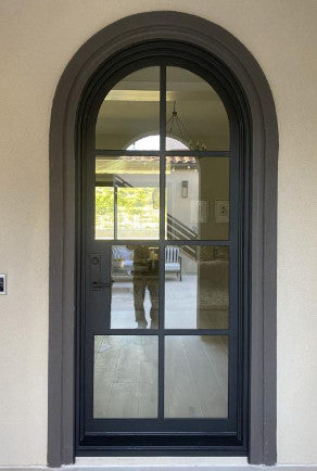 Iron Single French Door- 3 Line- Arched Top