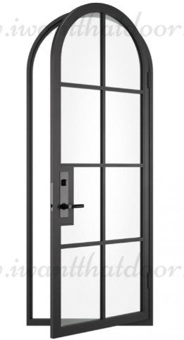 Iron Single French Door- 3 Line- Round Top