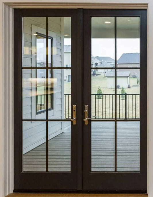 Double French Iron Door- Square Top- Inswing Left Handle-Frosted Glass- 60*80-72*81-72*96