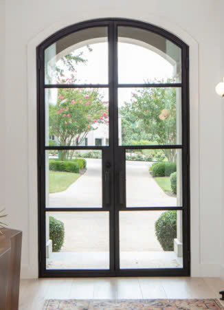 Double French Iron Door- Arch Top- Outswing Right Handle-Clear Glass- 60*80-72*81-72*96