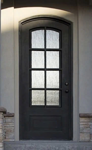 Iron Single French Door- 4 Line- Arched Top