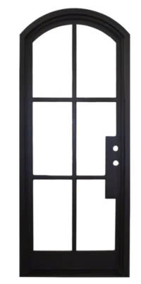 Iron Single French Door- 4 Line- Arched Top