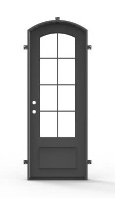 Iron Single French Door- 4 Line- Arched Top