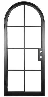 Iron Single French Door- 3 Line- Arched Top