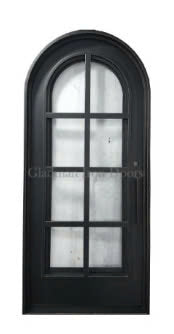 Iron Single French Door- 3 Line- Arched Top