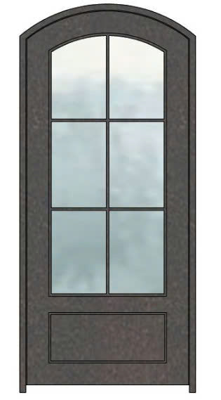 Iron Single French Door- 6 Line- Arched Top