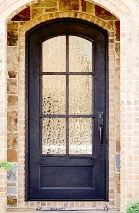 Iron Single French Door- 6 Line- Arched Top