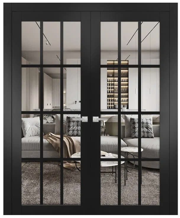 Iron Double French Door- 3 Line- Arched Top