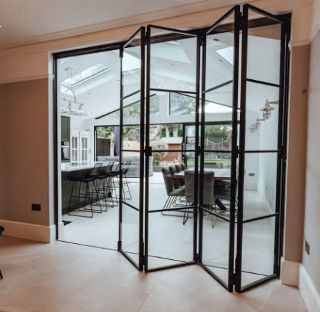 Iron Bi-Folding Glass Door 4 Panel